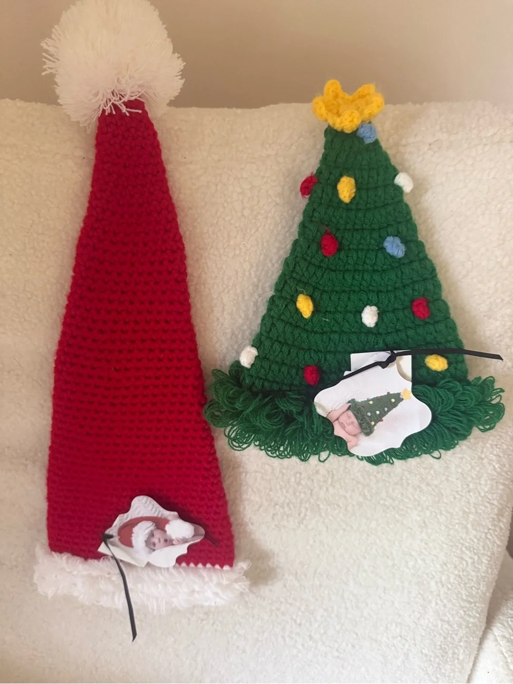 Mud Pie Red and Green Crochet Holiday Hat Set